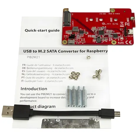 StarTech M.2 SATA adaptér pro Raspberry Pi / Adaptér / USB 3.0 / Micro-USB / Červená