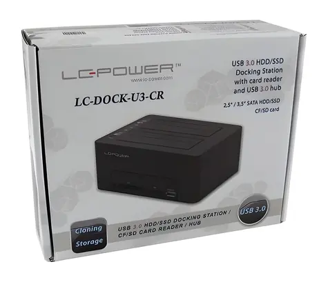 LC Power LC-DOCK-U3-CR / Dokovací stanice pro HDD / SATA / USB 3.0 / Čtečka CF/SD karet