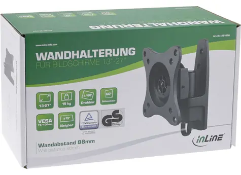 InLine Nástěnný držák TFT monitoru černá / Držák na monitor / do 13