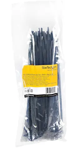 StarTech Stahovací pásky černé / Stahovací páska / Nylon / uvolnitelná / 100 ks / -40 až 85 °C