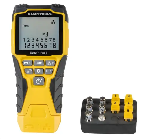 Klein Tools VDV Scout Pro 3 Tester Kit / Tester kabelů / RJ45 + F-konektor / délka do 610 m / LCD displej