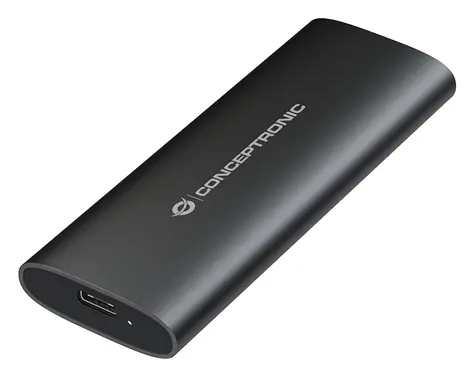 Conceptronic DANTE04B černá / Externí box pro M.2 SATA/NVMe SSD / USB-C / hliníkové tělo