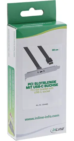InLine interní adaptér USB-C - USB-A černá / Adaptér do PC skříně / Slot Key-A / 0,5 m