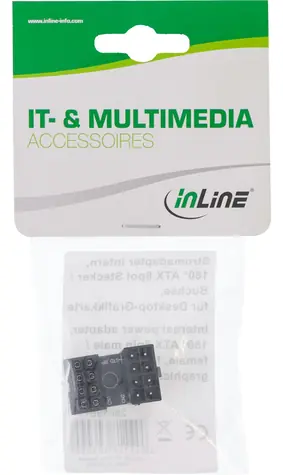 InLine Napájecí adaptér ATX 8pin interní / Adaptér / Zástrčka-zásuvka / Černá