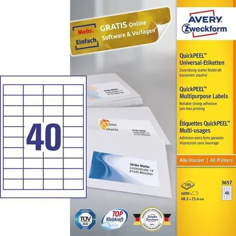 Avery 3651 / Etikety / 52,5 x 29,7 mm / A4
