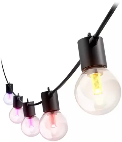 Philips Hue Festavia Globe černá / Venkovní LED světelný řetěz / 7 m / prodloužení / Zigbee/Bluetooth
