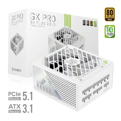 Gamemax GX PRO 1250G bílá / Zdroj / ATX / 1250W / 80 Plus Gold / Plně modulární