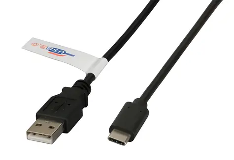 EFB USB-A - USB-C kabel 1 m černá / Kabel / USB 2.0 / 480 Mbit/s