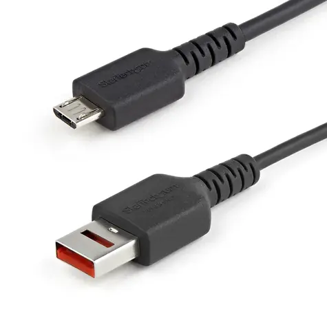StarTech Secure Charging Cable Adapter černá / Bezpečnostní nabíjecí adaptér / USB-A - Micro-USB B / 12 W / 1 m