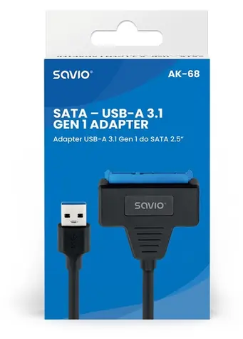 Savio AK-68 černá / Adaptér / USB-A 3.1 Gen 1 - SATA / Pro 2,5