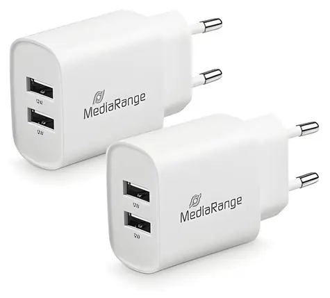 MediaRange MRMA114 bílá / Nabíječka / 12W / 2x USB-A / 2,4A
