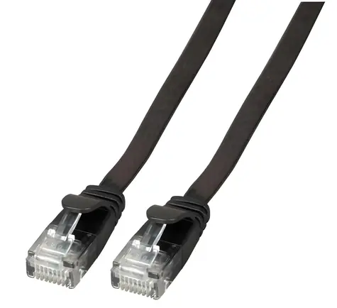 EFB Cat6A 5 m černá / Plochý patch kabel / RJ-45 / U/FTP / PVC / 10Gbit/s