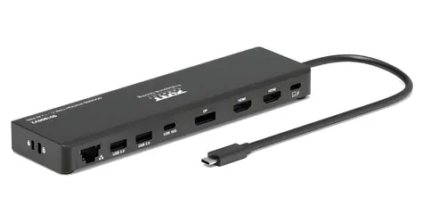 PORT CONNECT Cestovní dokovací stanice USB-C / Dokovací stanice / 1x 4K / 3x Full HD / USB-C PD 100W / 9 portů