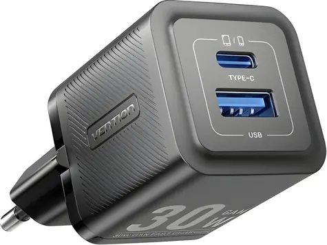 Vention nabíječka GaN 1x USB-C + 1x USB-A / Nabíječka / PD 30W