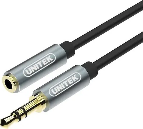 Unitek Y-C932ABK stříbrná / Prodlužovací kabel / Jack 3,5 mm / 1 m