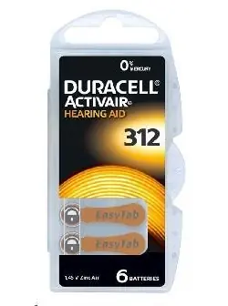 Duracell EasyTab 312 (PR41) / Baterie do naslouchadla / Zinek-vzduch / 6 ks