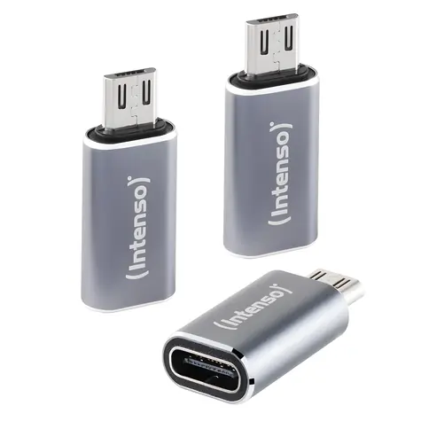 Intenso C480M antracitová / Adaptér USB-C na microUSB / Hliníkové tělo / 3 ks / USB 2.0