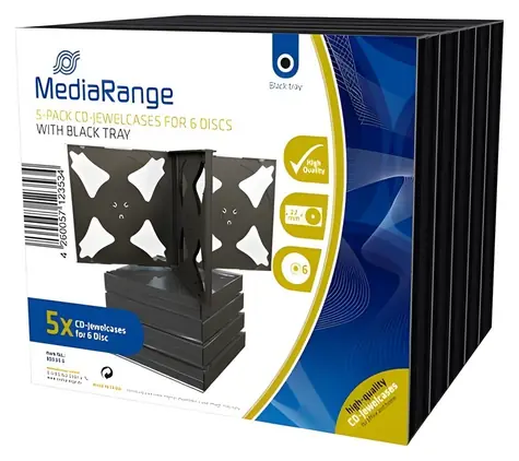 MediaRange box na 6 CD černý tray / Krabička na média / 22 mm / 5 ks