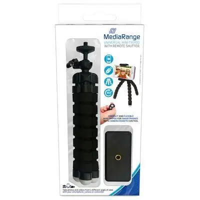 MediaRange Mini stativ s ohebnými nohami černý / Stativ / s dálkovou spouští / pro mobilní telefon / 3 nohy