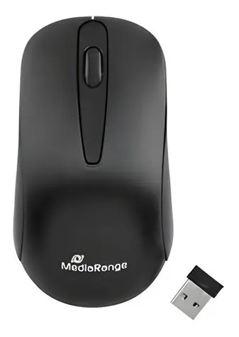 MediaRange MROS209 černá / Bezdrátová optická myš / 1200 DPI / 2.4 GHz / 3 tlačítka
