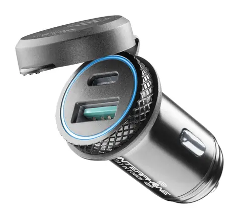 Interphone Nabíječka do zapalovače motocyklu / Nabíječka / USB-C + USB-A / 4,2 A / hliníkové tělo