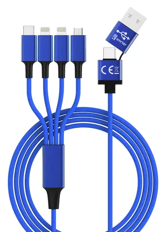 Smrter Hydra ELITE modrá / Nabíjecí kabel / 6v1 / Nylonový / Lightning