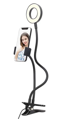C-TECH GEMBIRD / LED selfie kruh s držákem telefonu / USB napájení