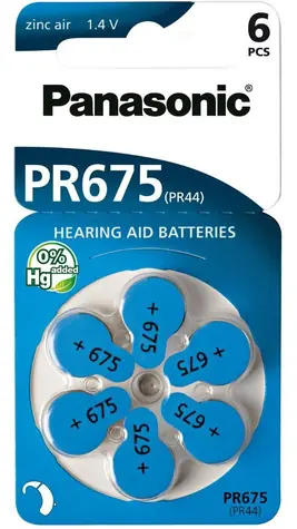 Panasonic AZ675/V675/PR675 / Baterie do naslouchadel / 1,4 V / 6 ks