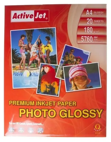 Activejet Fotopapír A4 lesklý 180 g/m2 20 listů / Fotopapír / A4 / Lesklý / Inkoustový tisk