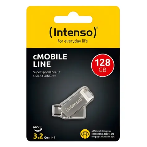 Intenso cMOBILE Line stříbrná / USB flash disk / USB-C a USB-A / 128GB / USB 3.2 Gen 1