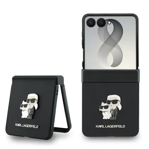 Karl Lagerfeld Saffiano pro Galaxy Z Flip8 černá / Kryt / PU koženka / Karl a Choupette