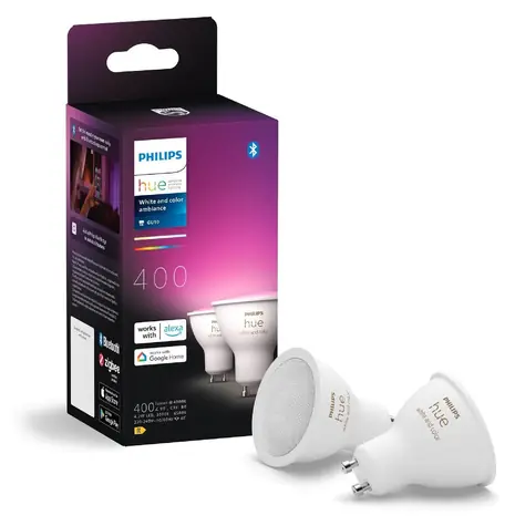 Philips Hue WACA LED žárovka 4,2W sada 2ks / GU10 / 400lm / 2000K-6500K / RGB / IP20