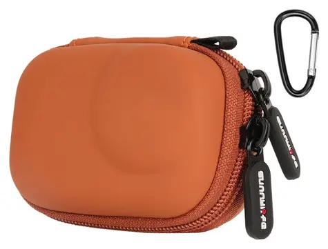 Sunnylife OA6-B130 oranžová / Brašna pro sportovní kamery / DJI Osmo Action 6/5 Pro/4/3 / PU kůže + EVA
