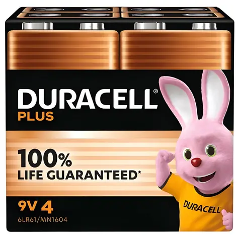 Duracell Plus Power 9V / Baterie / Alkalická / 6LR61 / 4 ks