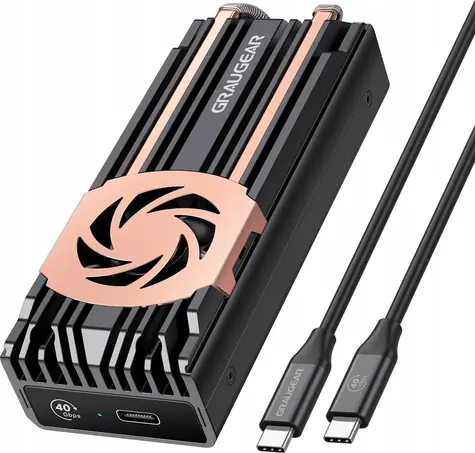 Graugear USB4.0 hliníkový box s ventilátorem / Externí box pro M.2 SSD / USB4.0 / hliníkové tělo / ventilátor