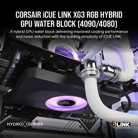 Corsair Hydro X Series iCUE LINK XG3 RGB / Vodní blok GPU / NVIDIA GeForce 4080/4090 / Acryl + Nickel
