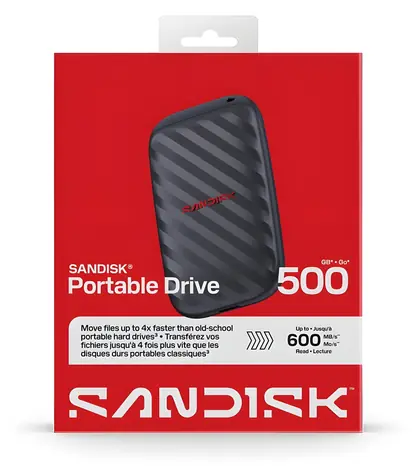 SanDisk Portable SSD 500GB / Externí SSD / čtení: 600 MB/s / USB 3.2 Gen 2