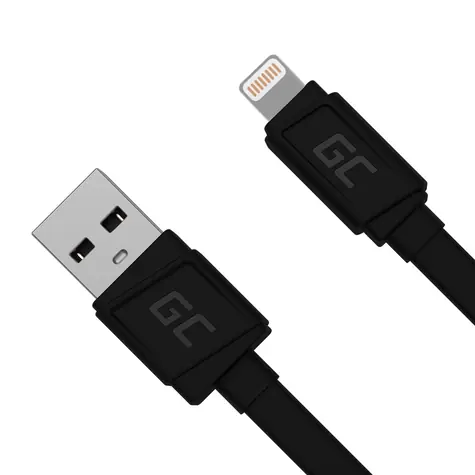 Green Cell KABGC02 černá / Datový kabel / USB-A - Lightning / 0,25 m / Rychlonabíjení 2.4A