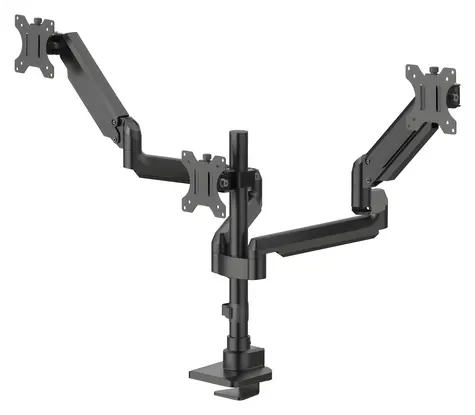 Hama Stolní držák pro 3 monitory černá / Držák monitoru / plynová pružina / VESA 75-100mm / 12 kg / 17-32
