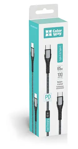 Colorway šedá / Datový kabel / USB-C - USB-C / PD 65W (3A) / 1 m