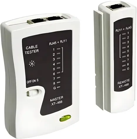 Goobay XT-468 béžová/černá / Tester sítí a kabelů / RJ11, RJ12, RJ45