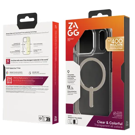ZAGG Santa Cruz Snap pro Apple iPhone 17 Pro Titanium / Kryt na mobil / Grafen