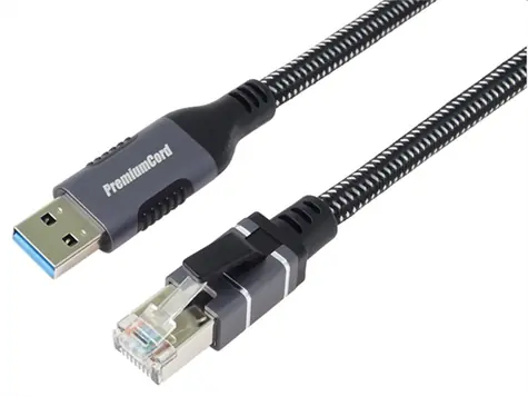 PremiumCord Ethernetový adaptér USB-A - RJ45 / Síťový kabel / 10/100/1000 Mbit / 2 m