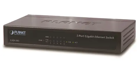 Planet GSD-503 / Switch / 5x 10/100/1000Base-T / IEEE 802.3az / kov / fanless