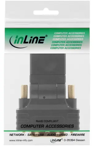 InLine adaptér HDMI - DVI-D černá / Adaptér / HDMI (F) - DVI-D (M) / lomený úhel