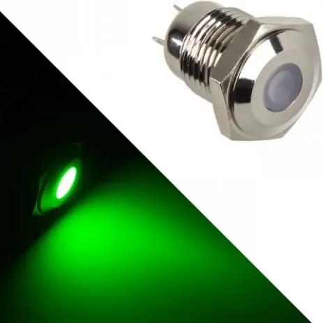 Lamptron LED kontrolka zelená, stříbrné pouzdro / LED kontrolka / Odolná proti vandalismu / Pro PC skříň