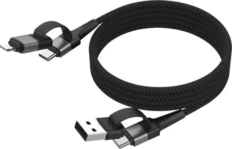 Ansmann Magnetic 4in1 černá / Nabíjecí a datový kabel / USB-A / USB-C / Lightning / Magnetický / 1,2 m