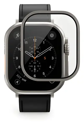 Epico UNUM SapphireShield stříbrná / Ochranné sklo / pro Apple Watch Ultra 49mm / Syntetický safír / Titanový rámeček