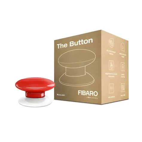 Fibaro NICE FGPB-101-3 ZW5 EU červená / Bezdrátové tlačítko / Z-Wave / dosah 50 m / baterie 3,6V