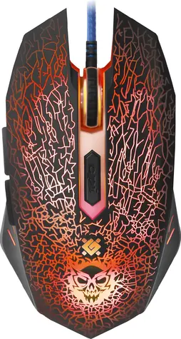 Defender Shock GM-110L / Herní optická myš / 3200 DPI / USB / 6 tlačítek / RGB podsvícení / herní podložka v balení